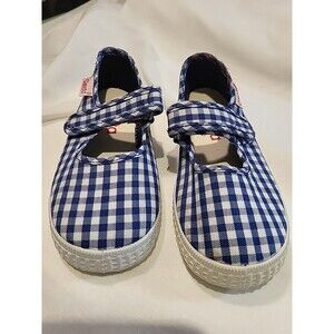 Cienta Little Girl shoes Size 25 (Eur)  (US 8.5 Or 9) New Blue Check From Spain